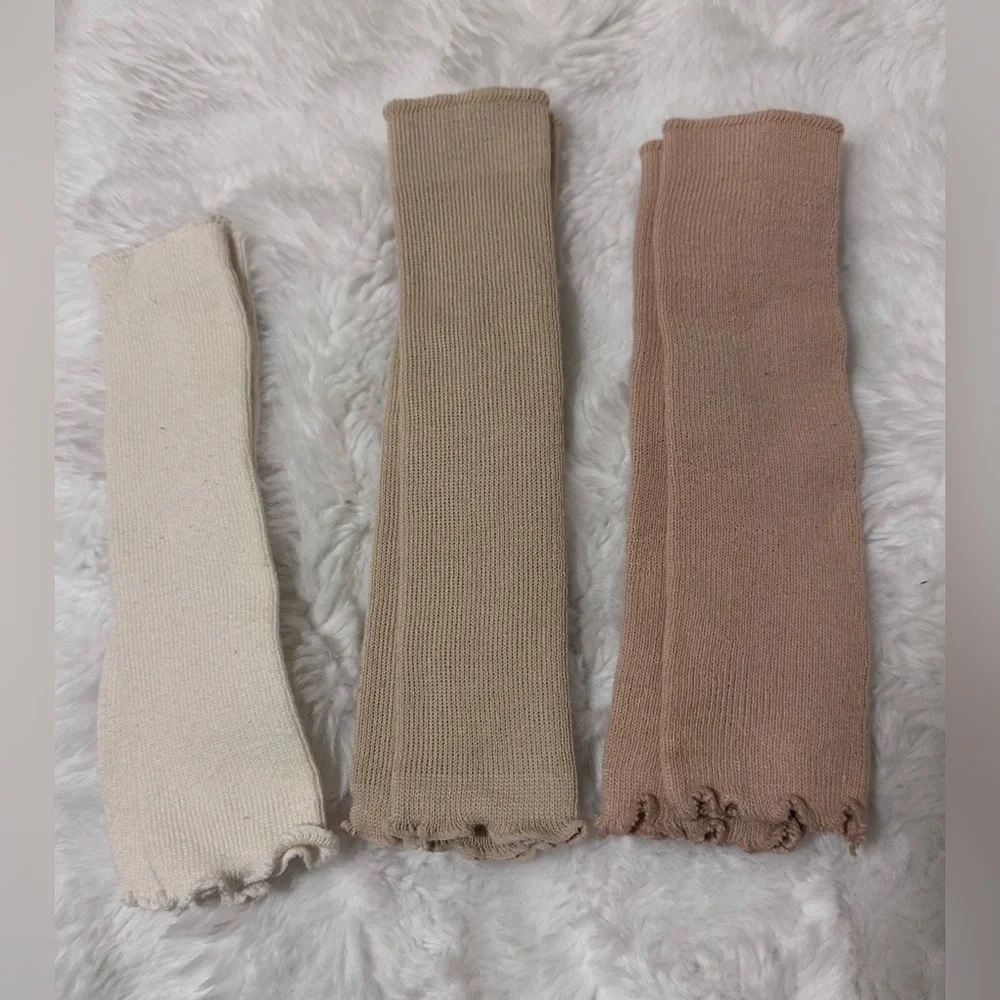 Baby Leg Warmers Bundle Neutral Set of 3 | Cream Tan Brown | One Size